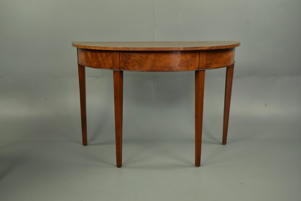 pair of Georgian mahogany demi lune console tables  View III