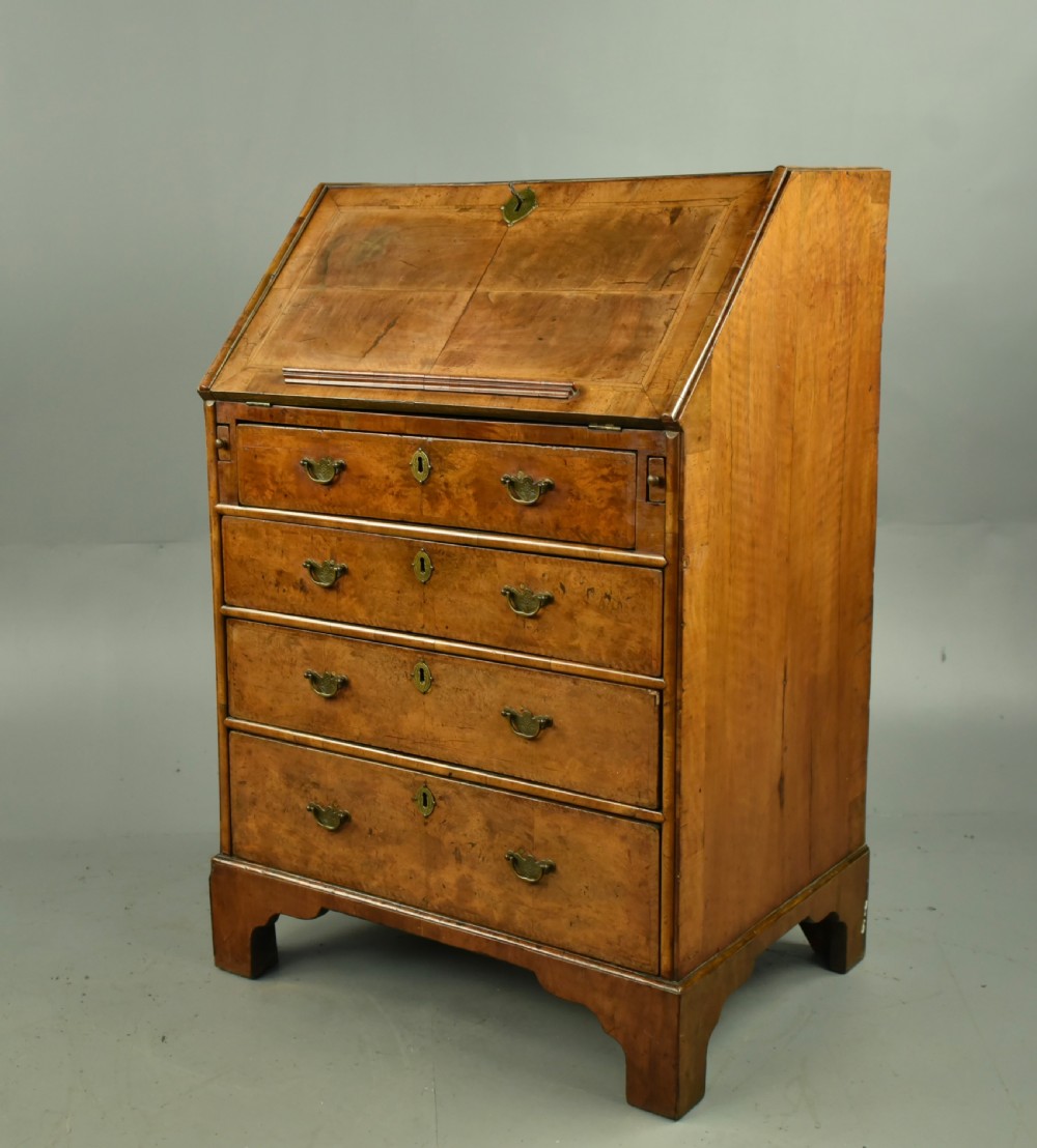 Rare small 18th century walnut bureau  View II