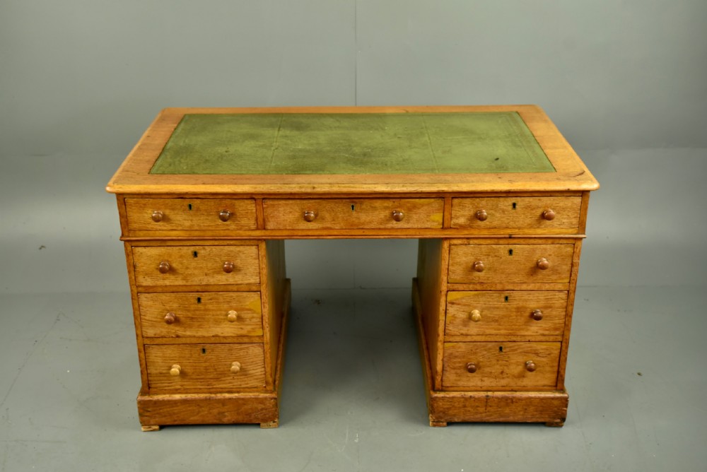 Victorian oak pedestal desk  View II