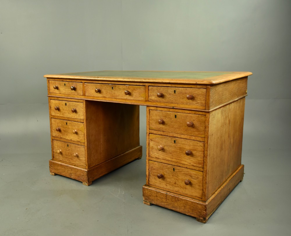 Victorian oak pedestal desk  View III