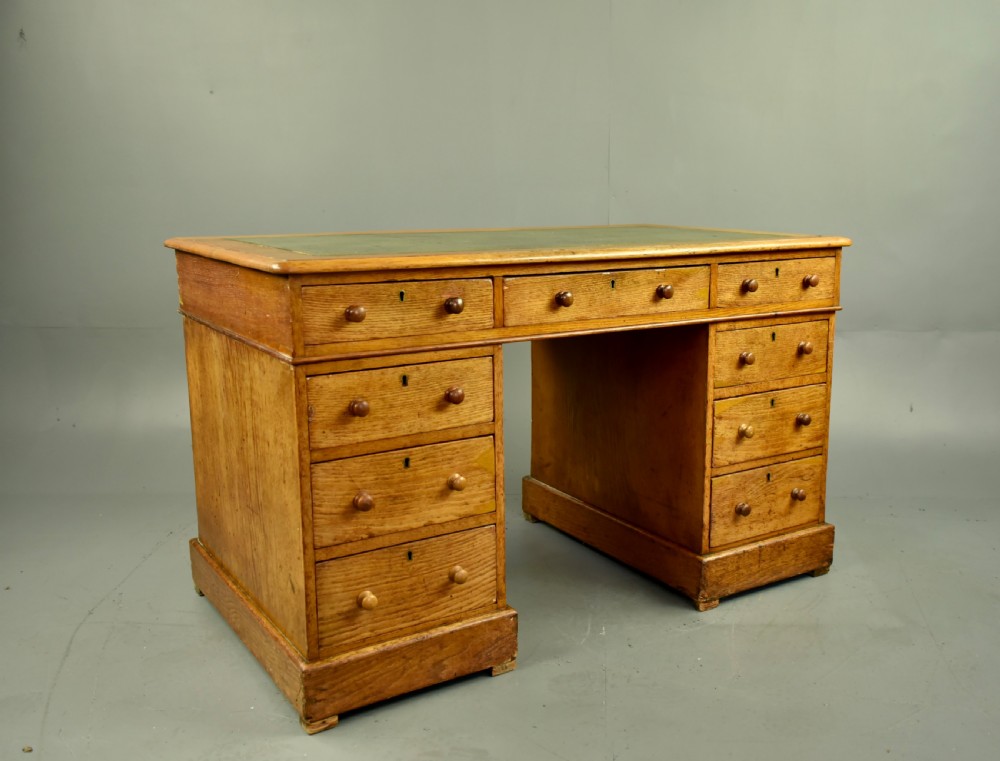 Victorian oak pedestal desk  View V