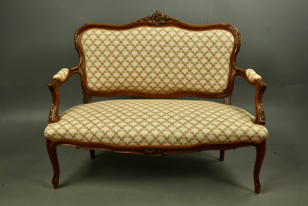 Antique French walnut settee