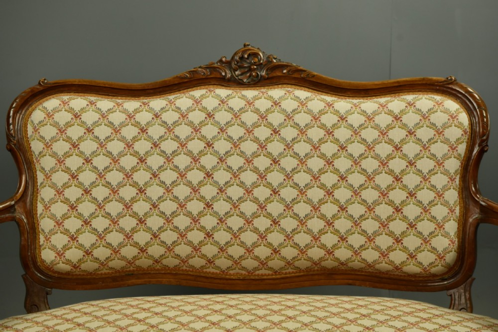 Antique French walnut settee View II
