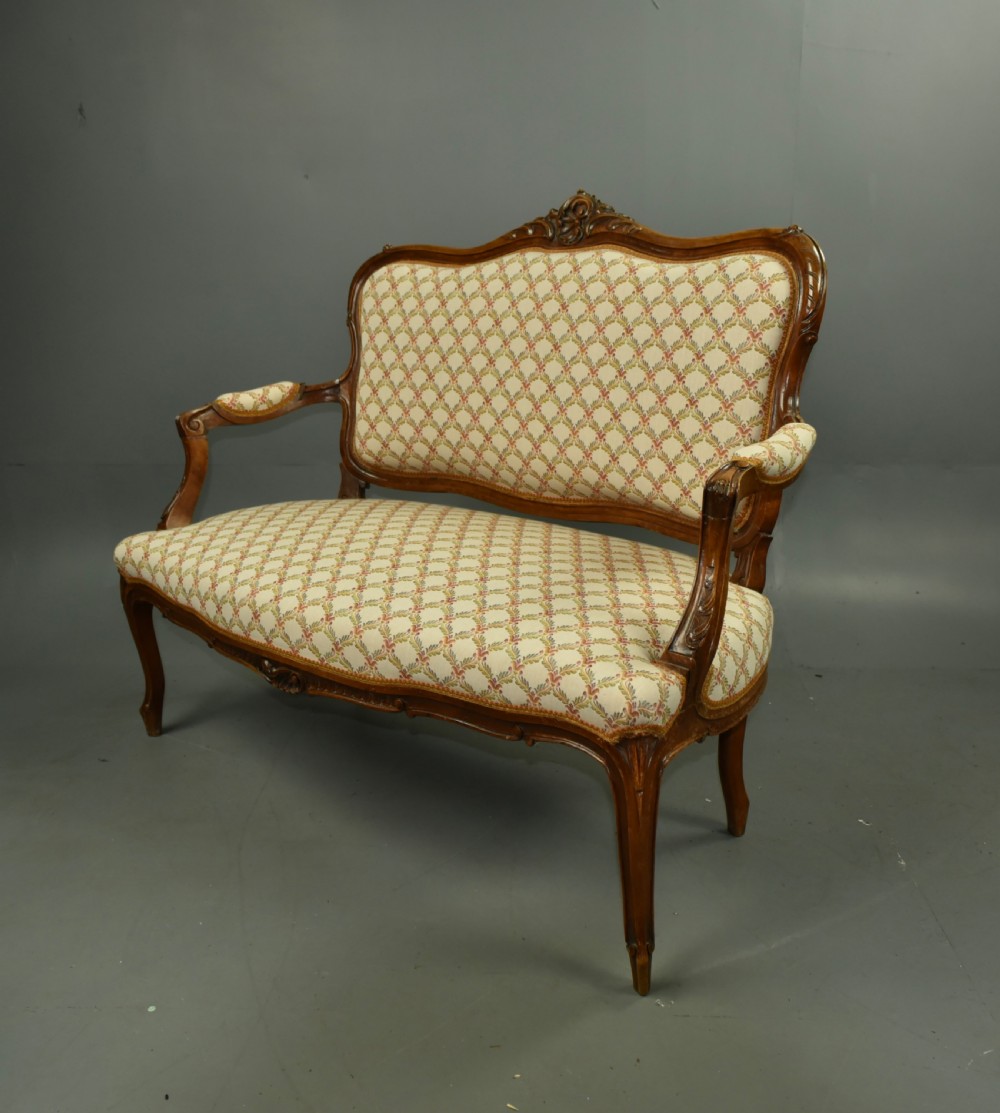 Antique French walnut settee View IV