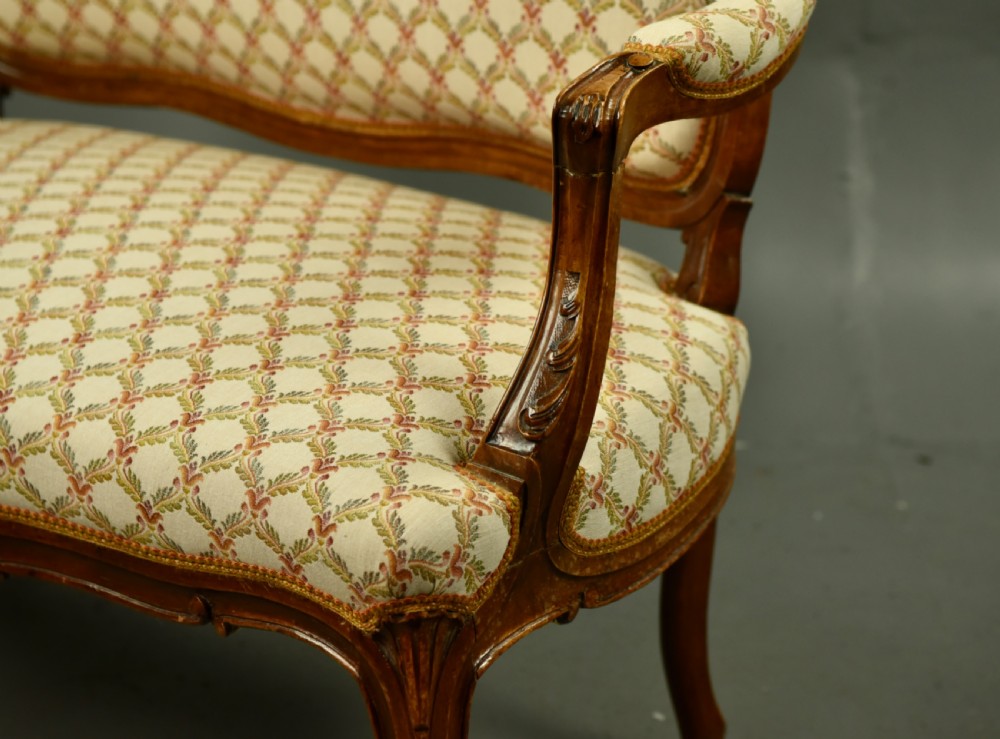 Antique French walnut settee View V