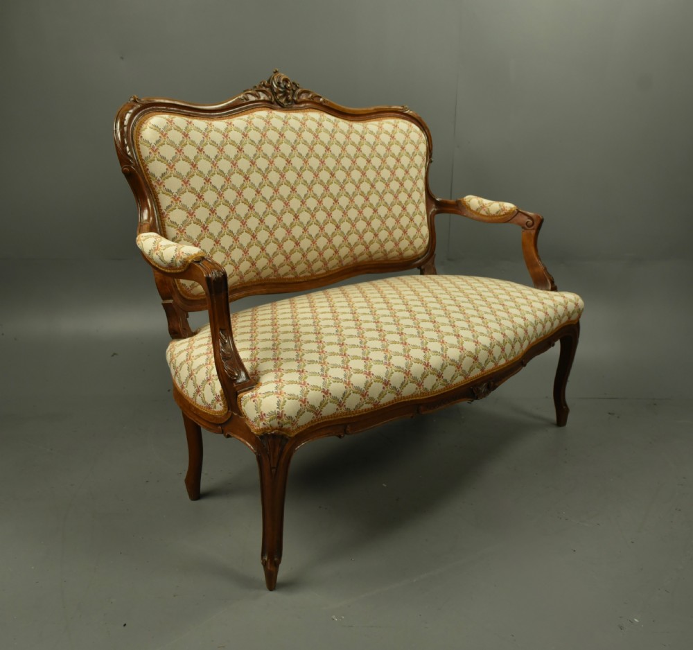 Antique French walnut settee View VI