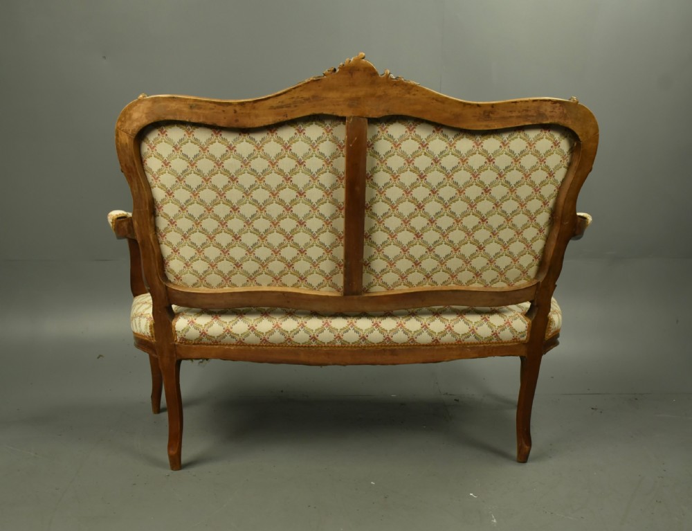 Antique French walnut settee View VII