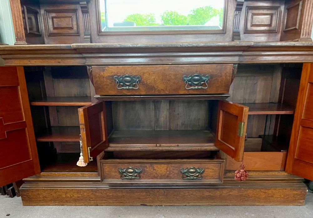 Victorian pollard oak mirror back sideboard View III