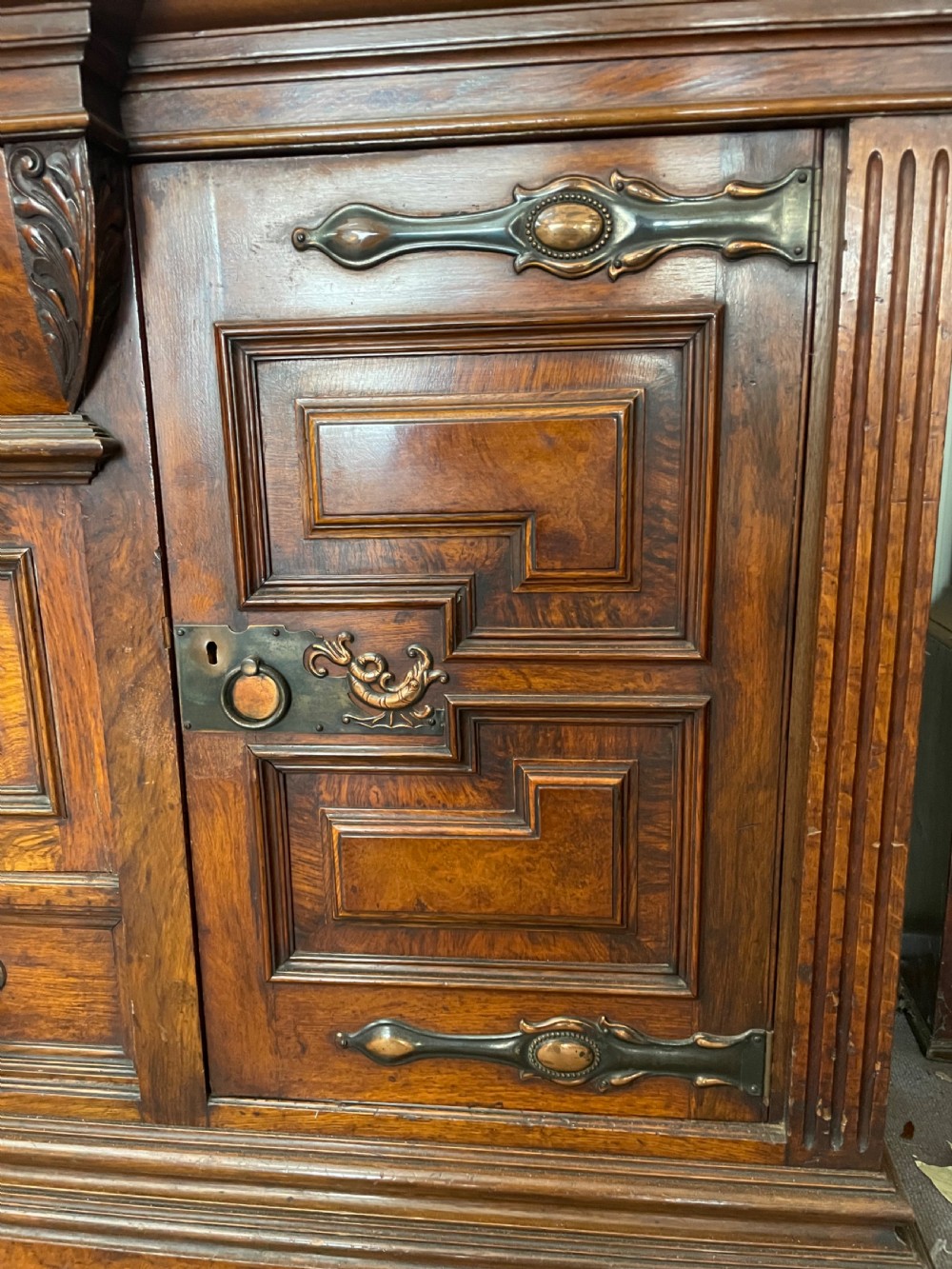 Victorian pollard oak mirror back sideboard View IV