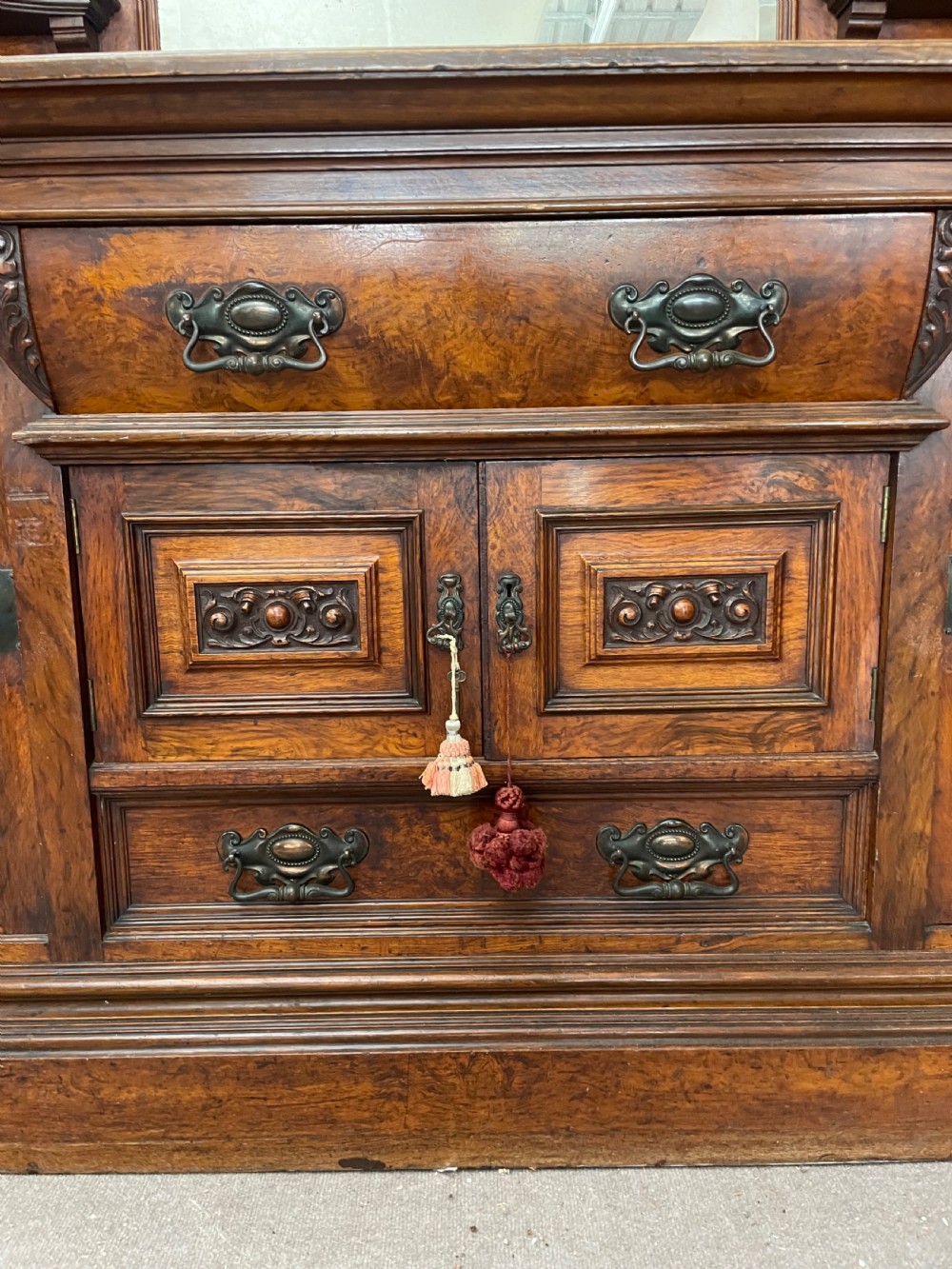 Victorian pollard oak mirror back sideboard View V