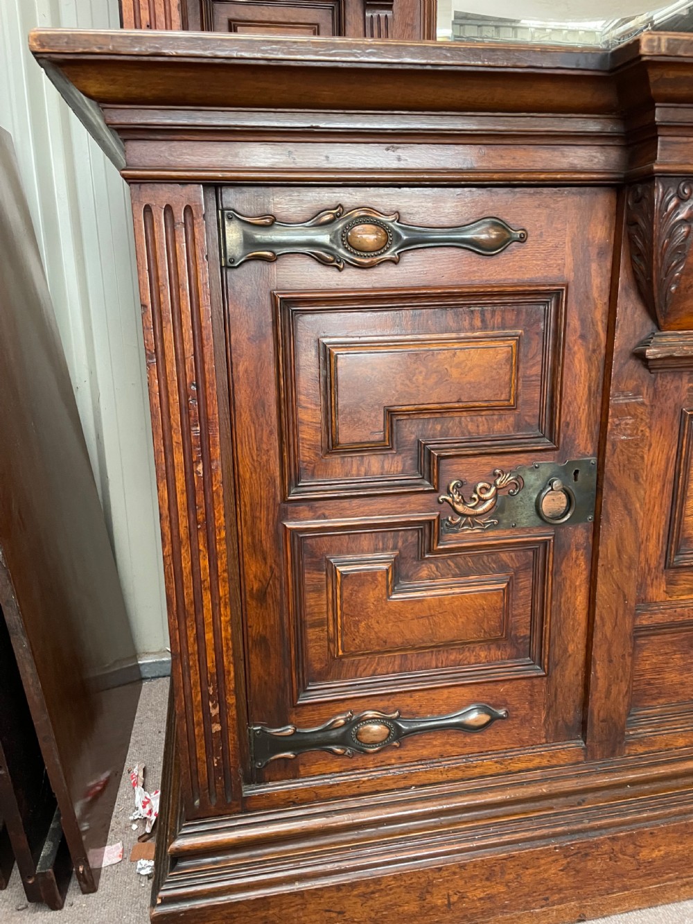 Victorian pollard oak mirror back sideboard View VI