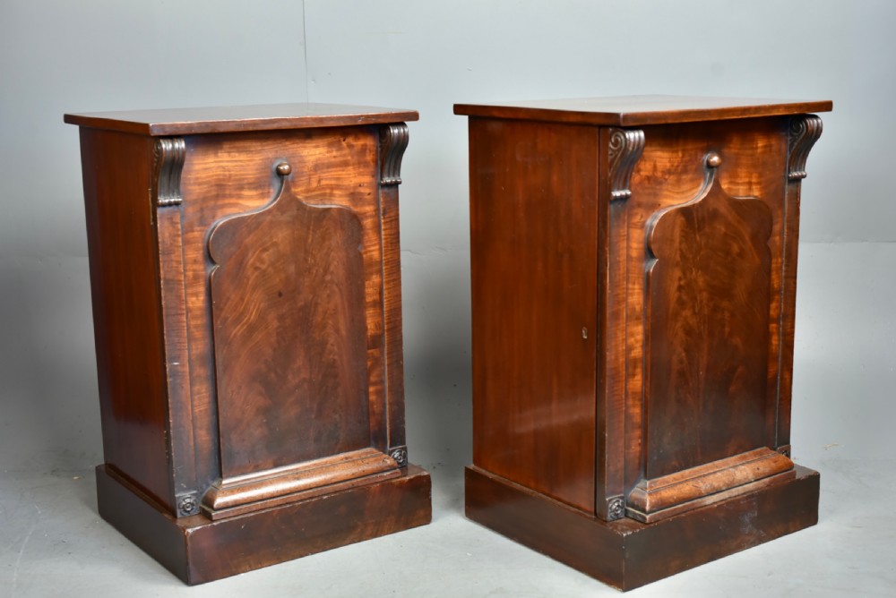Antique pair of mahogany bedside cabinets  View II