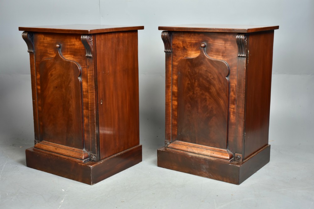 Antique pair of mahogany bedside cabinets  View III