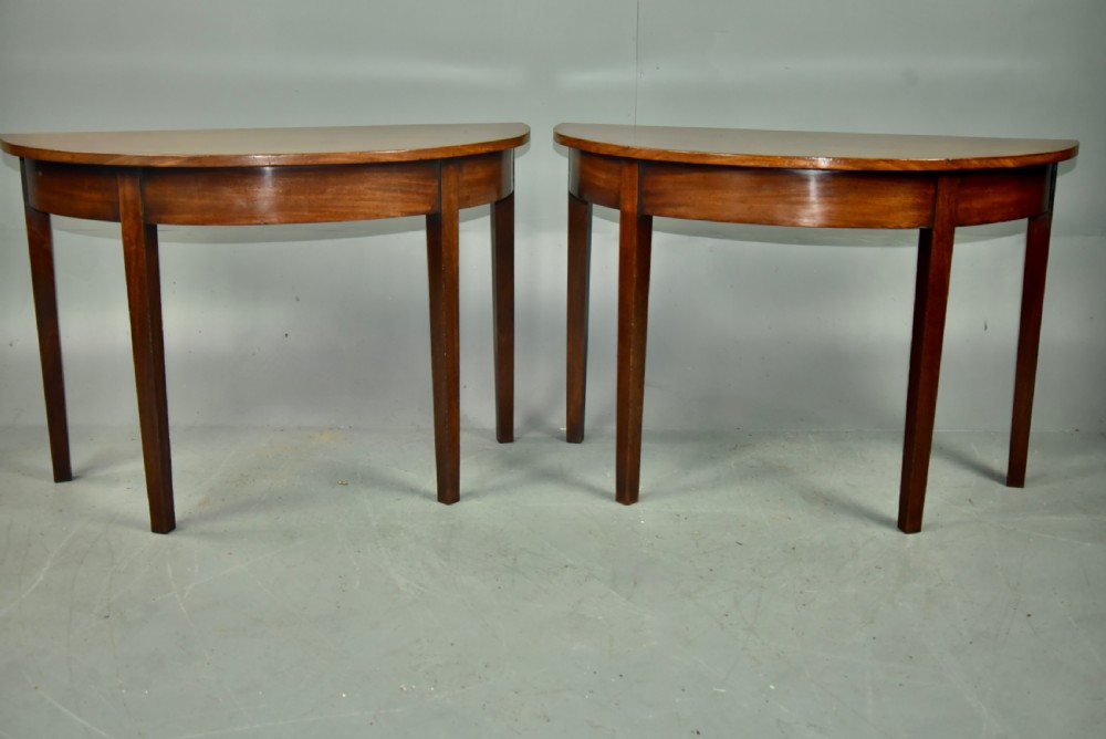 Pair of Georgian mahogany demi lune console table 