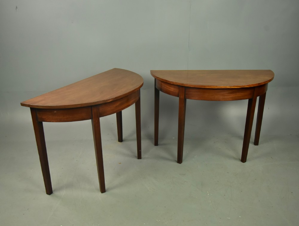 Pair of Georgian mahogany demi lune console table  View IV