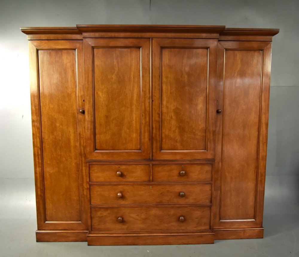 large Georgian mahogany breakfront wardrobe 