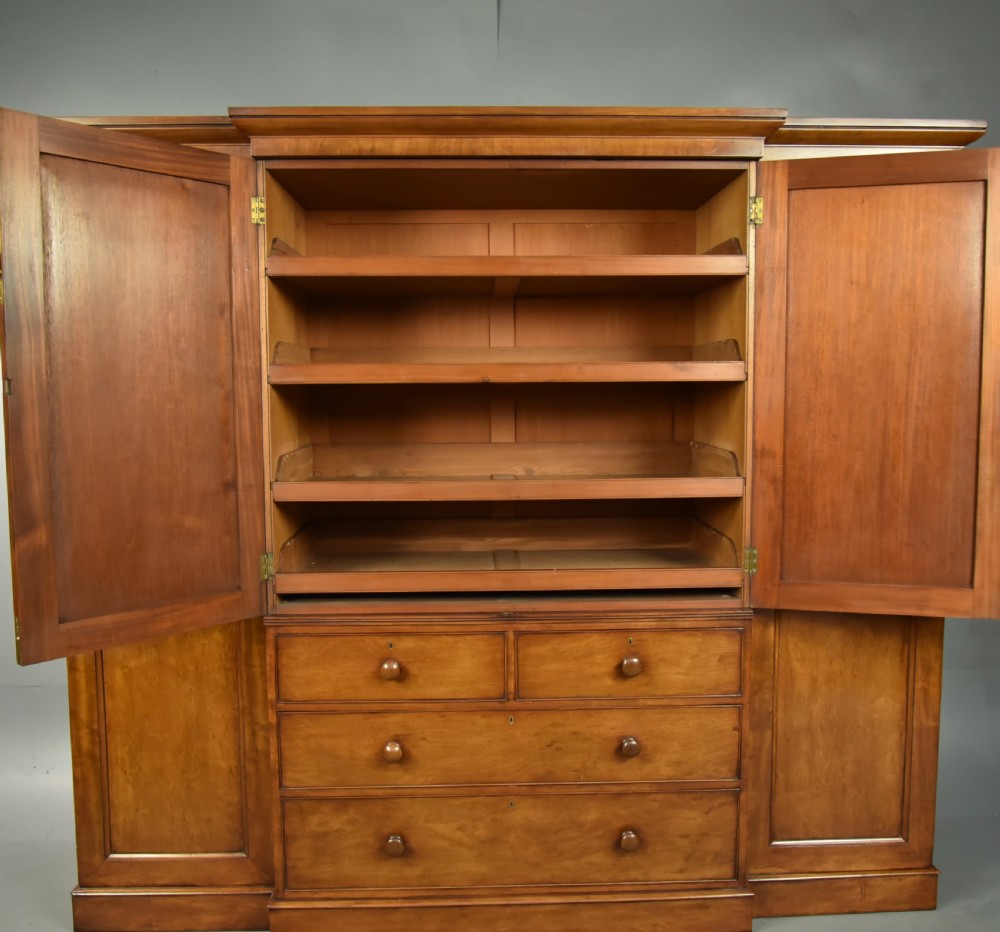 large Georgian mahogany breakfront wardrobe  View V