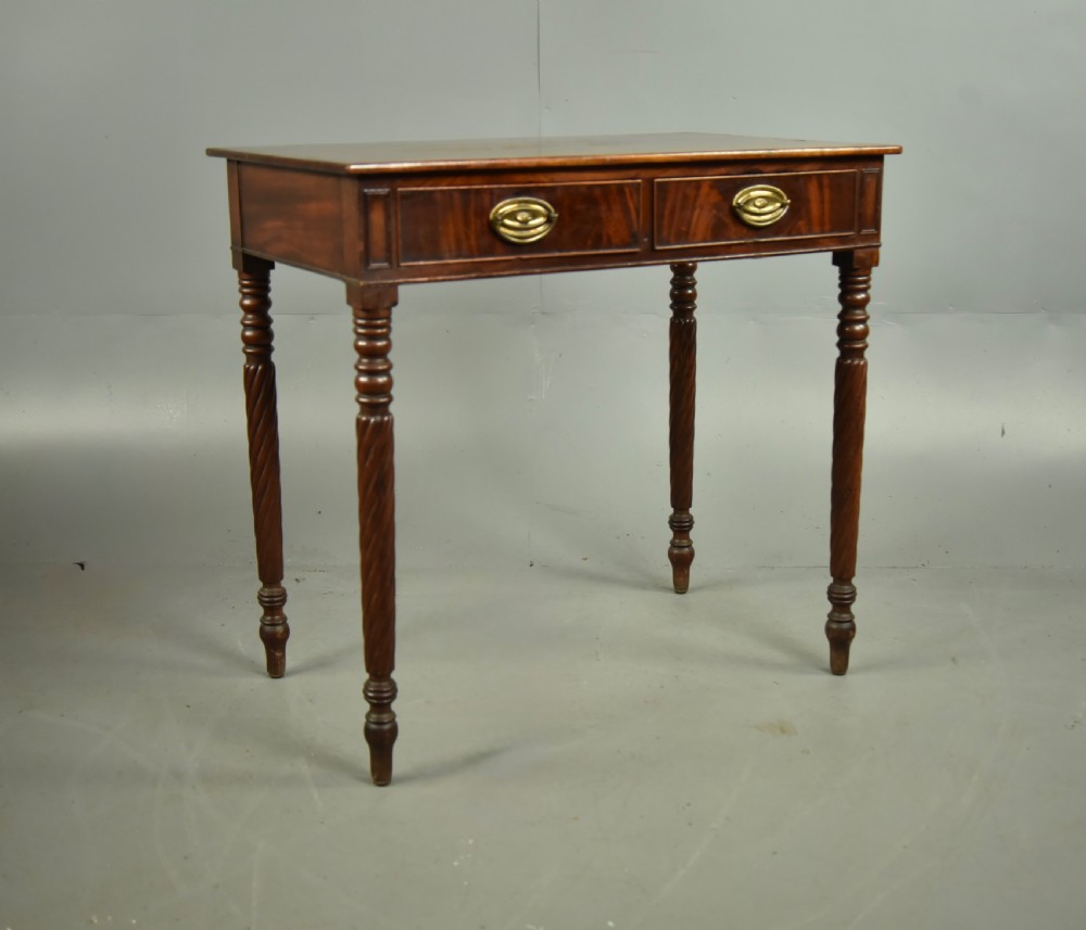 Regency mahogany two drawer side table  View II