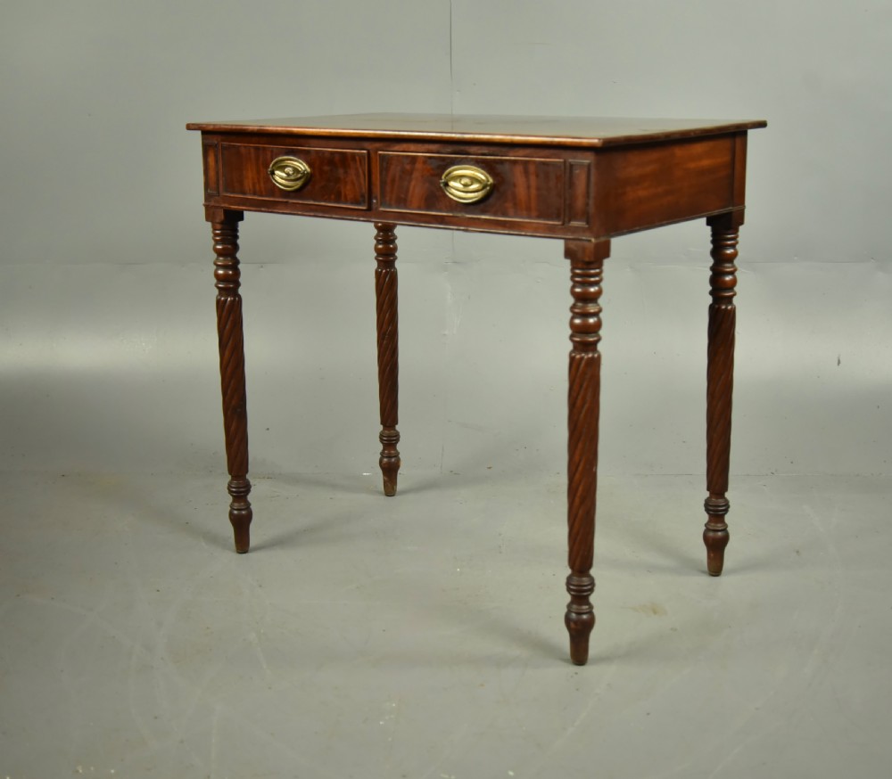 Regency mahogany two drawer side table  View III