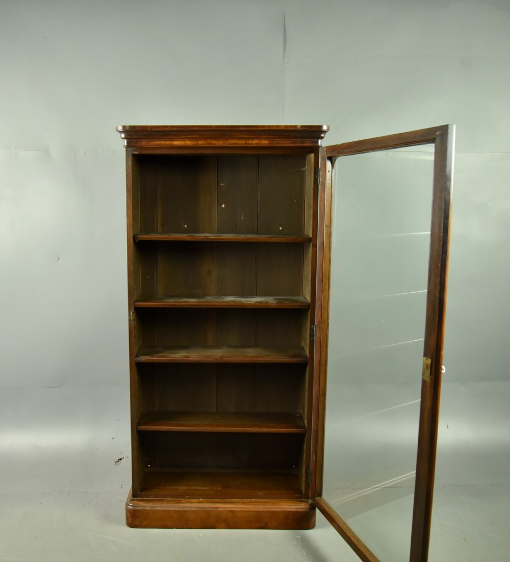Victorian walnut glazed bookcase  View II