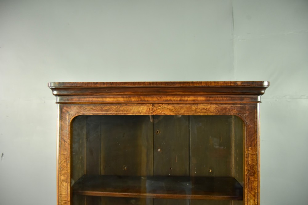 Victorian walnut glazed bookcase  View V