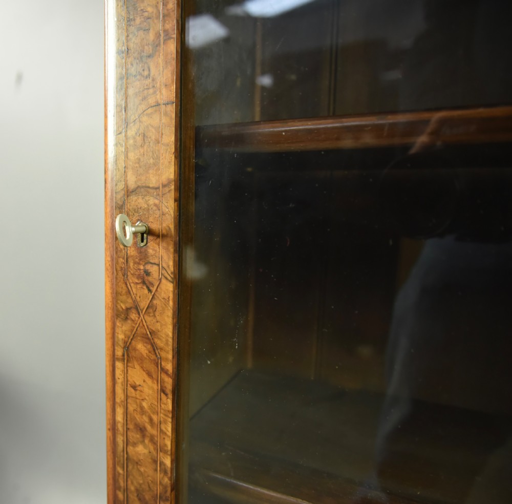 Victorian walnut glazed bookcase  View VII