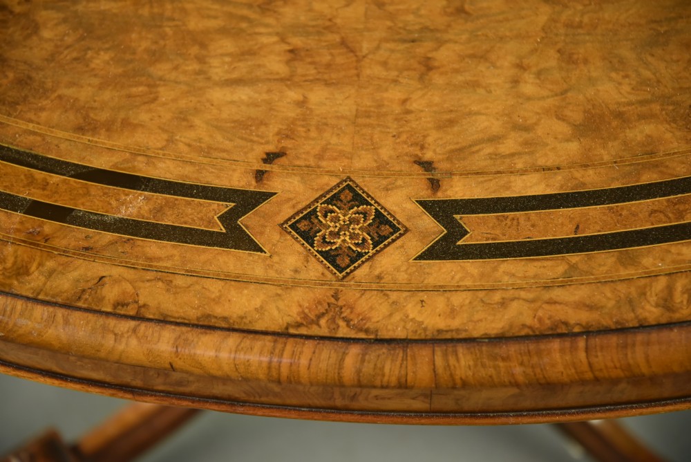 Victorian inlaid walnut oval centre table  View IV