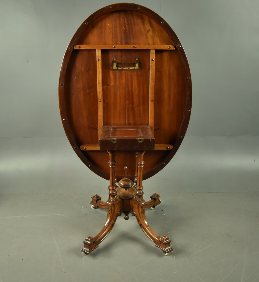 Victorian inlaid walnut oval centre table  View VI