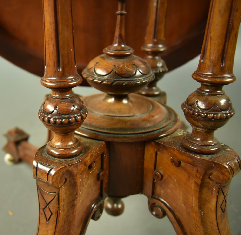 Victorian inlaid walnut oval centre table  View VII
