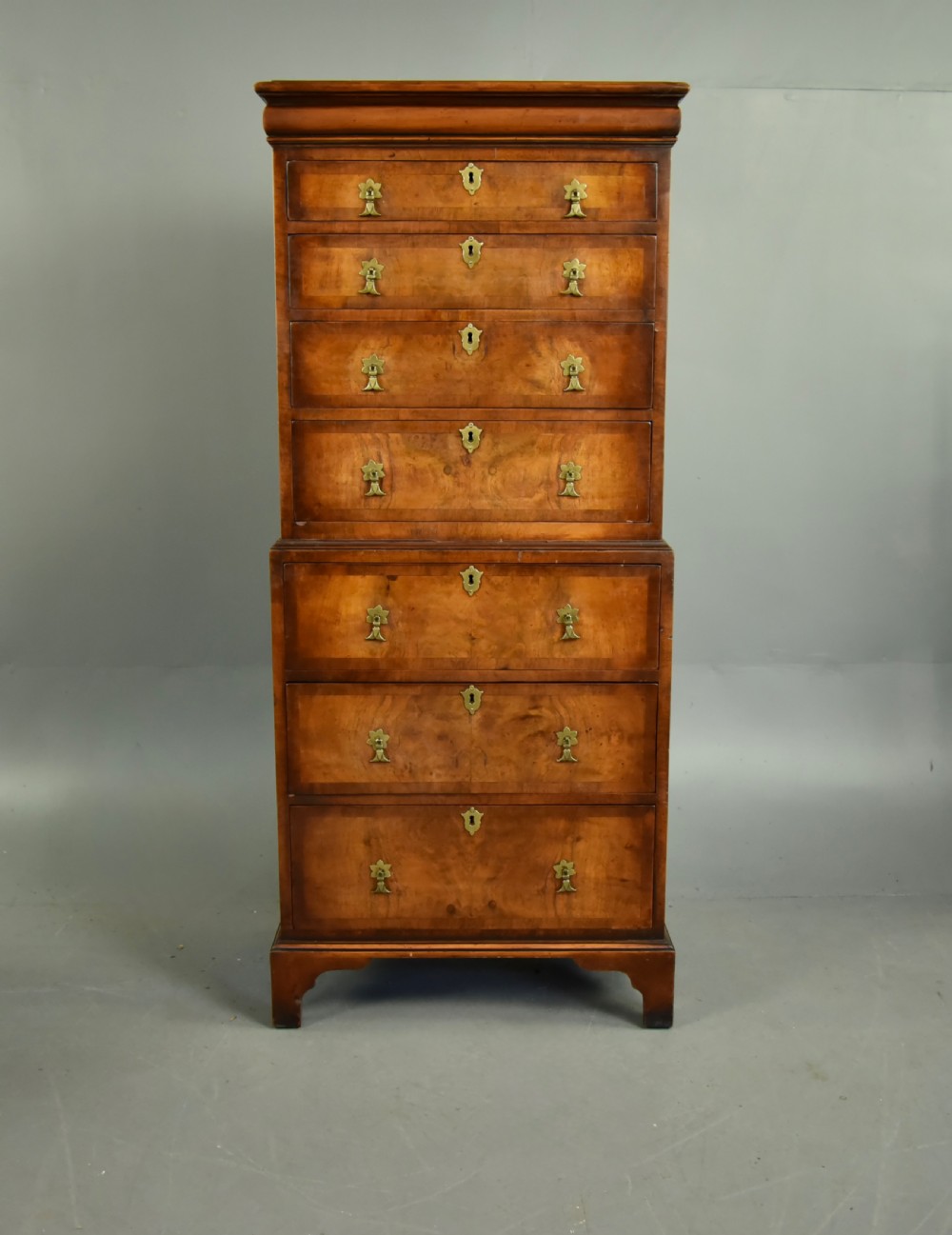 small Antique walnut chest on chest tallboy 