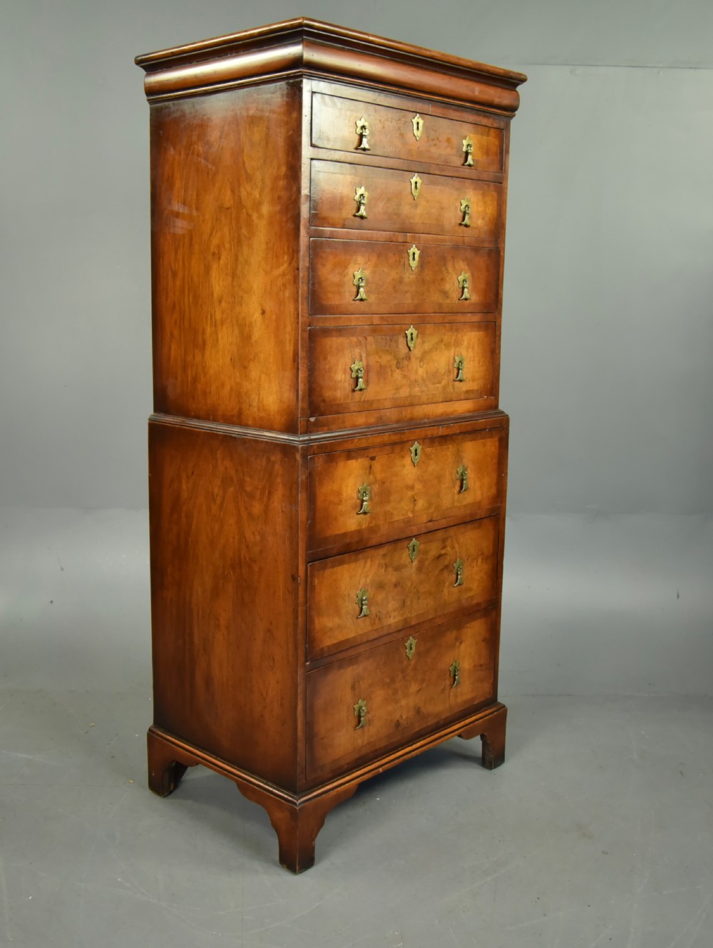 small Antique walnut chest on chest tallboy  View III