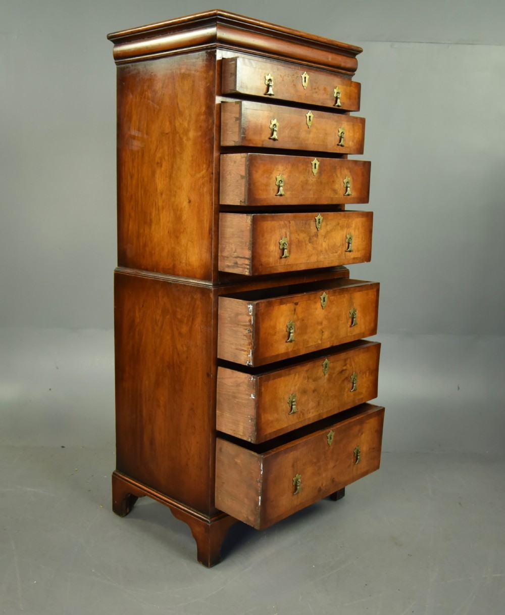 small Antique walnut chest on chest tallboy  View IV