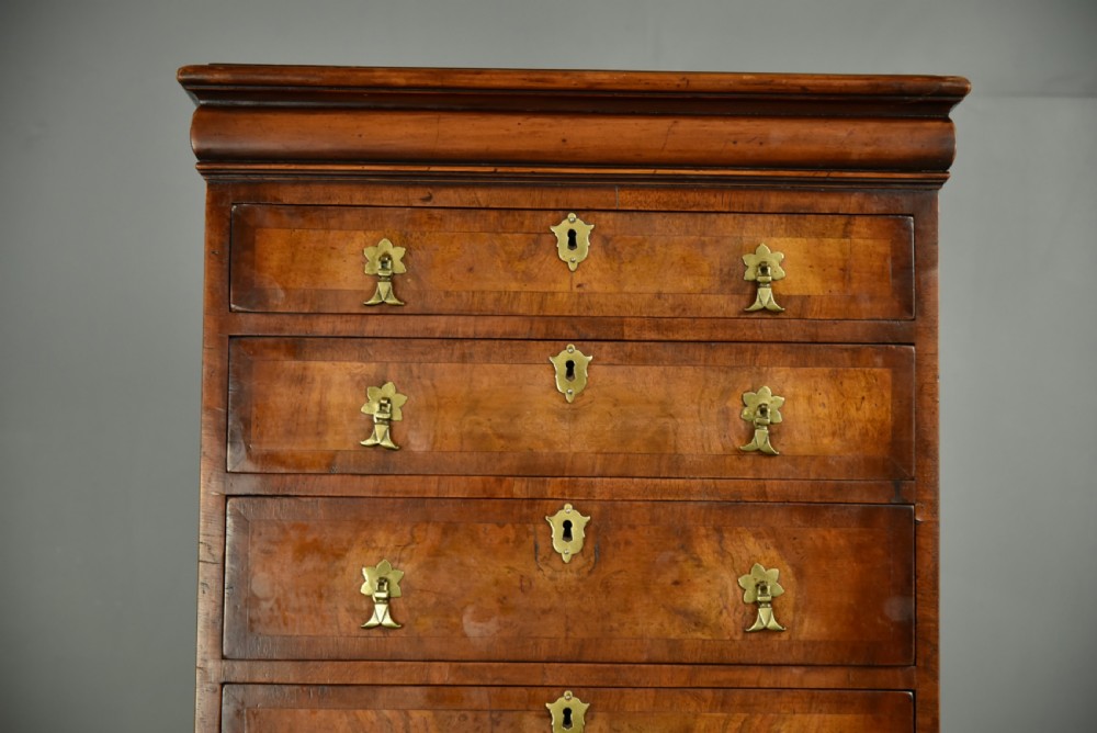 small Antique walnut chest on chest tallboy  View V