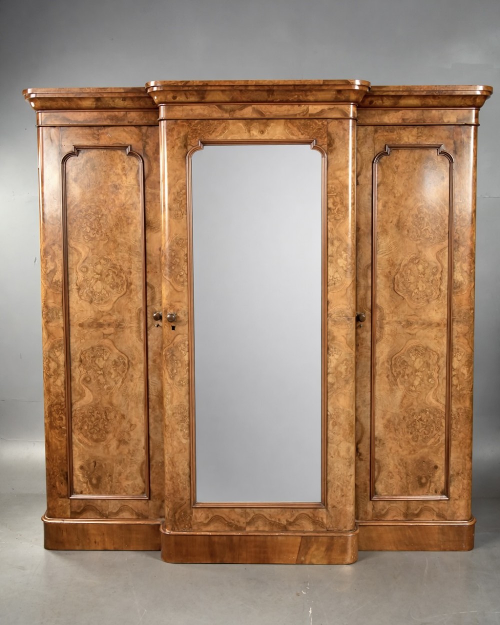 Victorian burr walnut triple wardrobe 