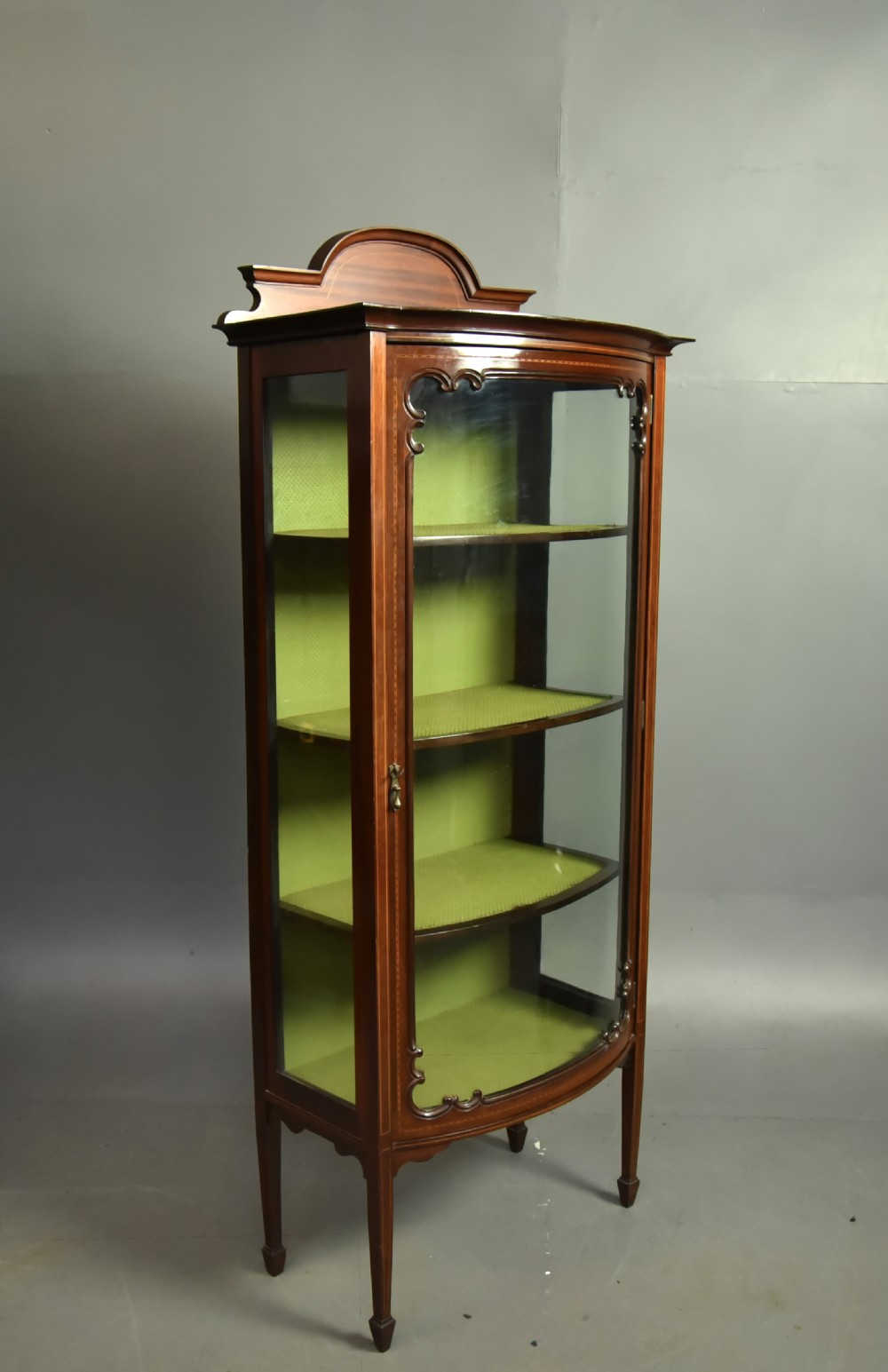 Edwardian inlaid mahogany Bowfront display cabinet  View IV