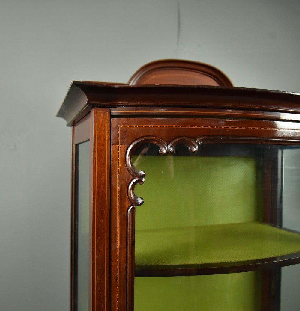 Edwardian inlaid mahogany Bowfront display cabinet  View V