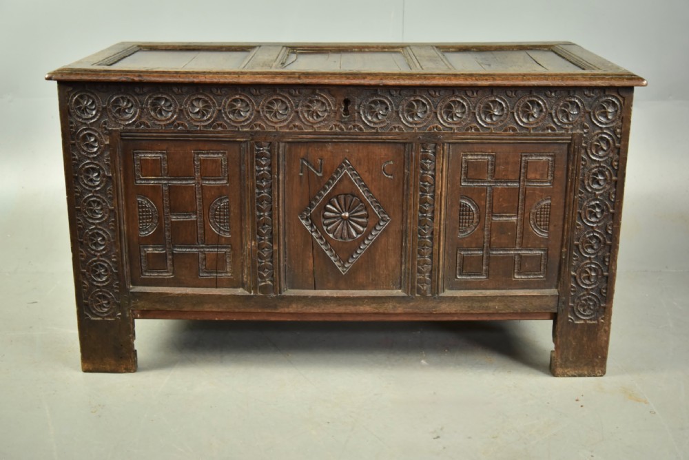 18th century carved oak coffer 