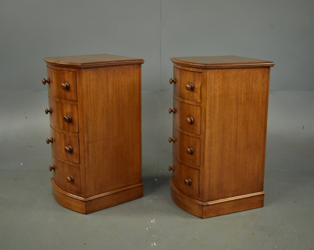 Pair of Victorian mahogany Bowfront bedside chests of drawers  View II