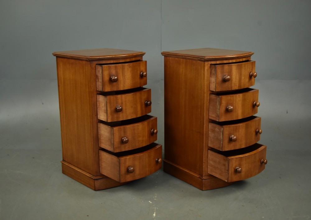 Pair of Victorian mahogany Bowfront bedside chests of drawers  View IV