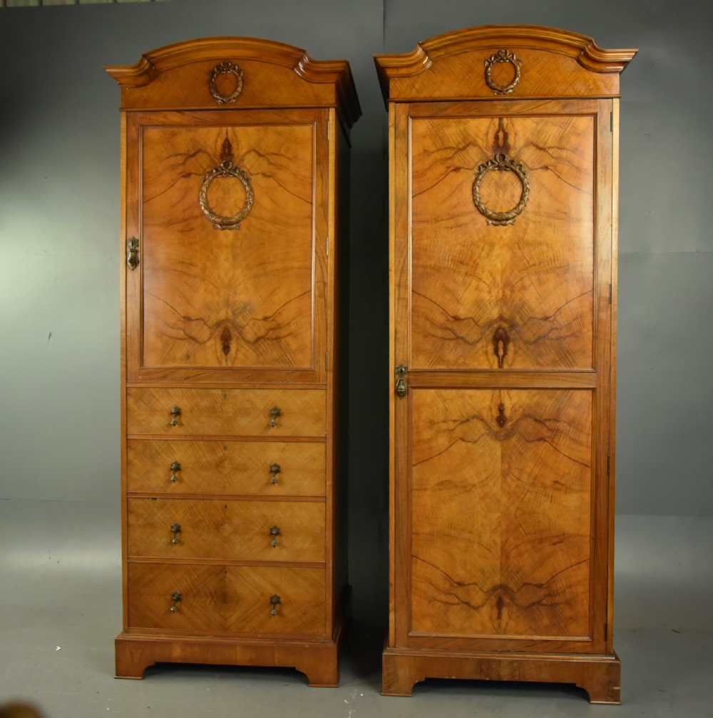 Pair of Victorian walnut wardrobes by Hobbs & Co 