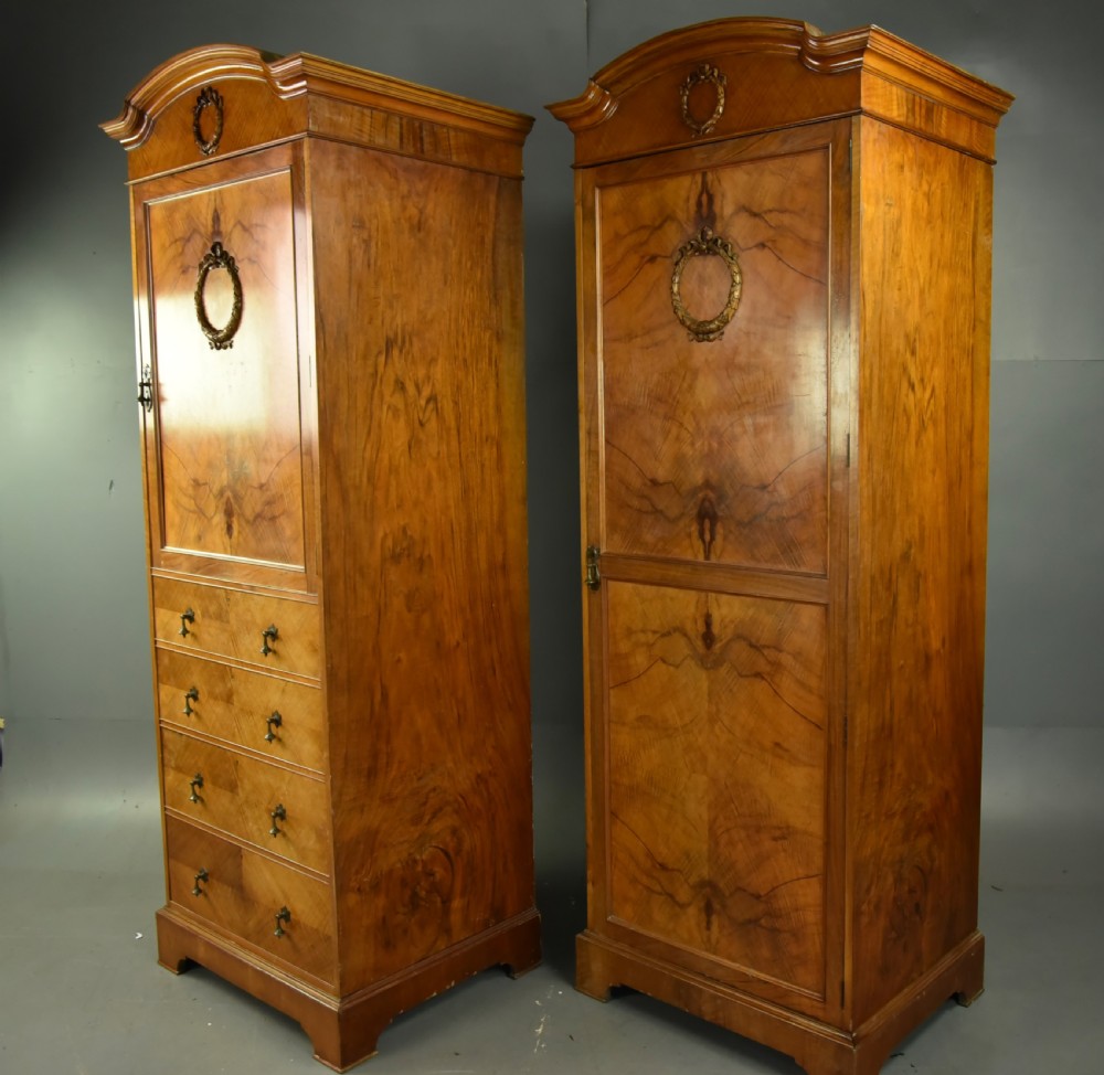 Pair of Victorian walnut wardrobes by Hobbs & Co  View II