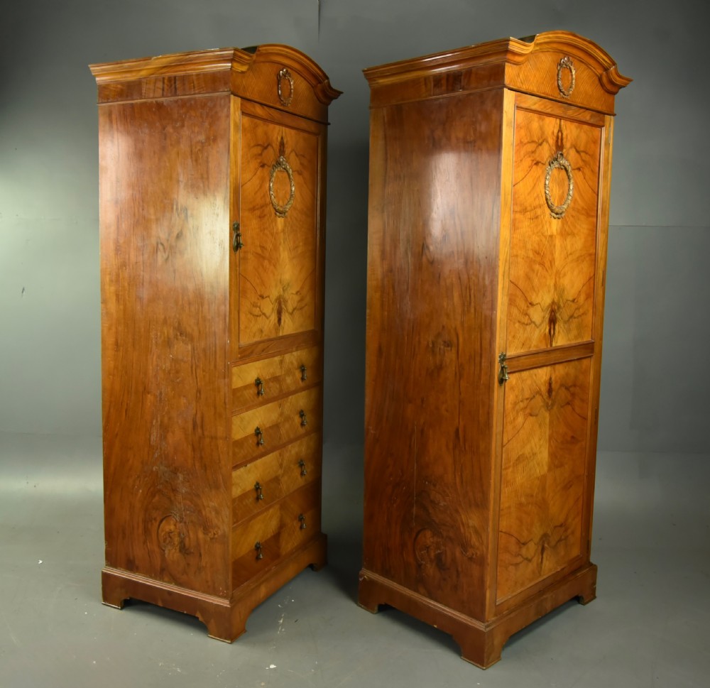 Pair of Victorian walnut wardrobes by Hobbs & Co  View III