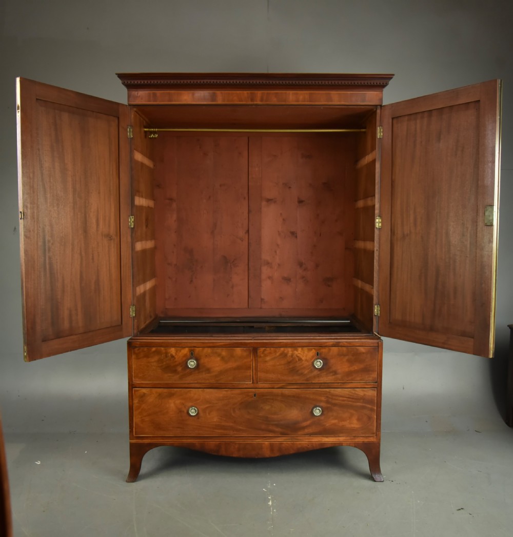 Georgian mahogany double wardrobe  View II