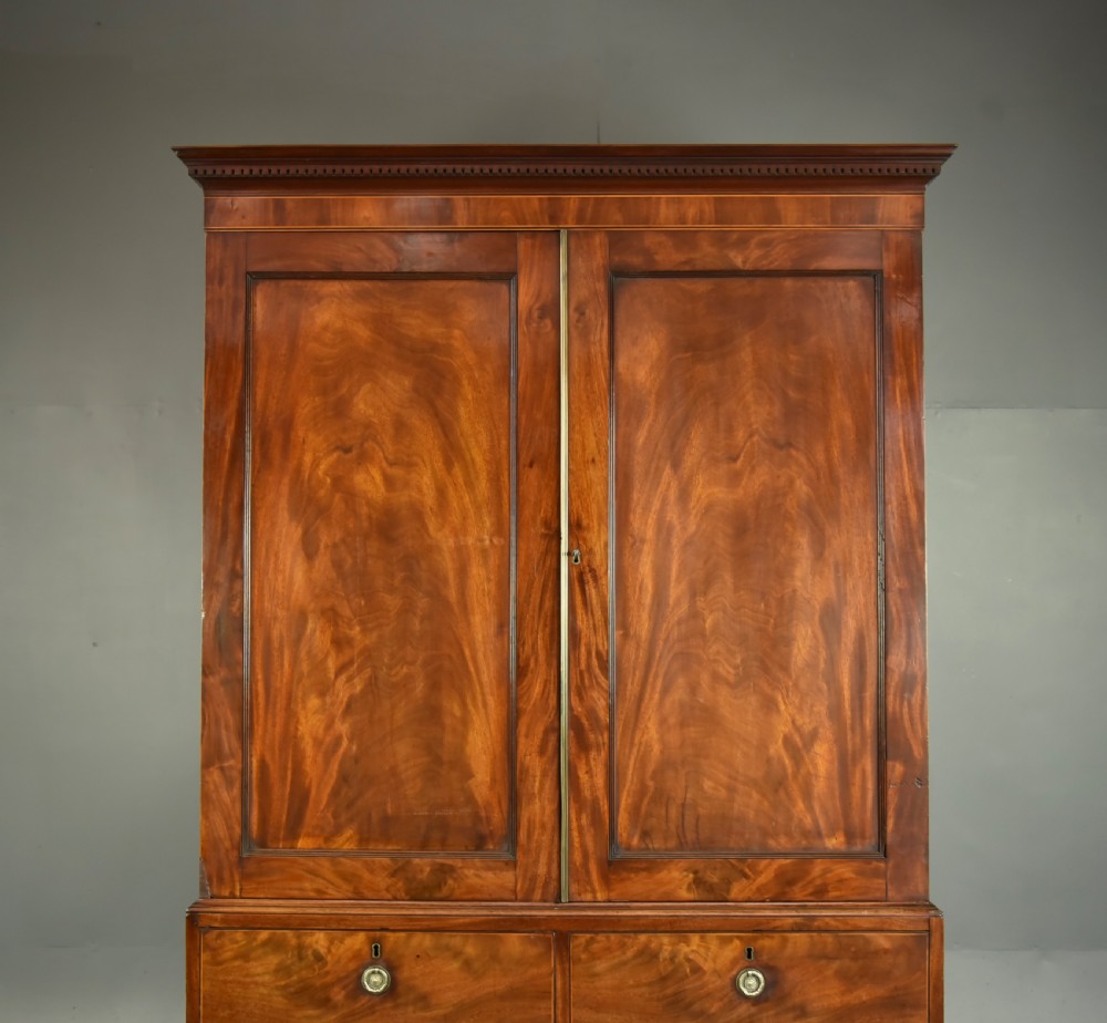 Georgian mahogany double wardrobe  View III