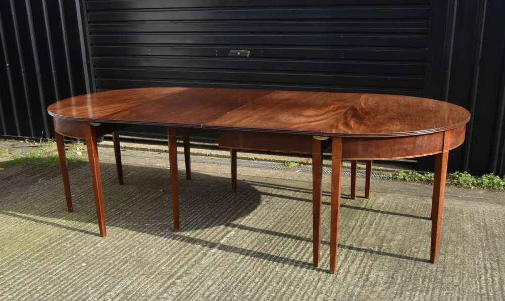 Antique Georgian mahogany D end dining table c1780 extending View II