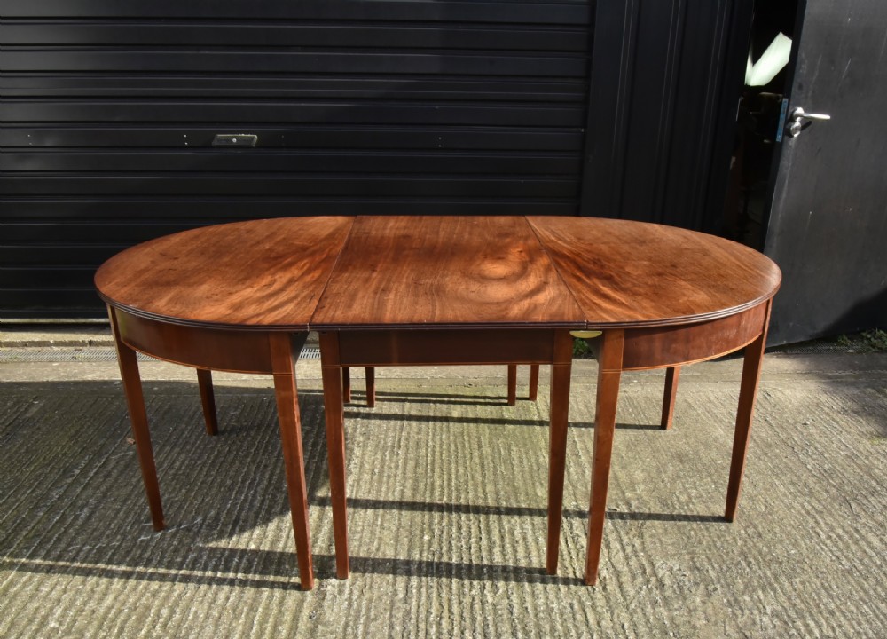 Antique Georgian mahogany D end dining table c1780 extending View IV