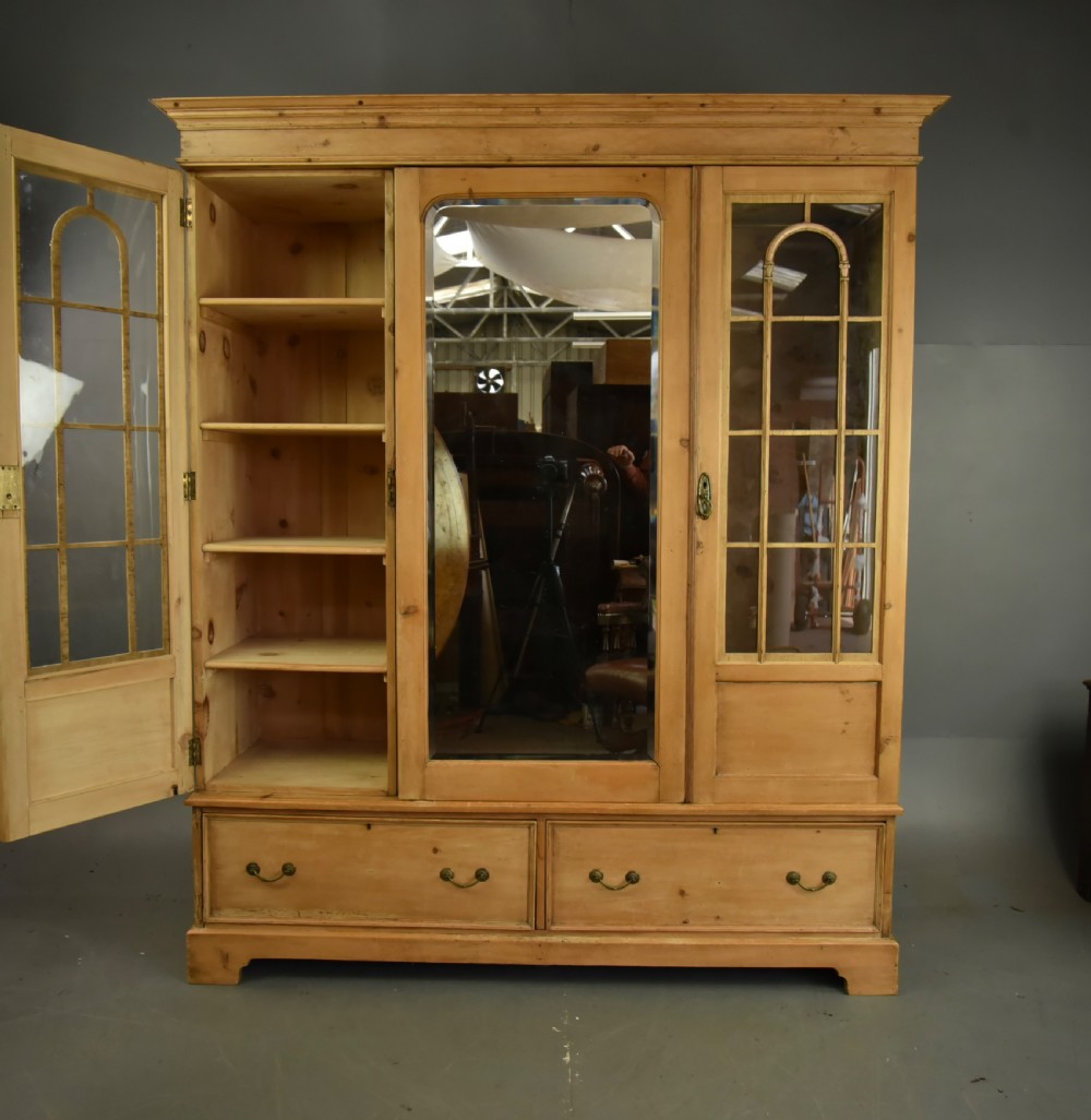 Victorian pine triple wardrobe  View III