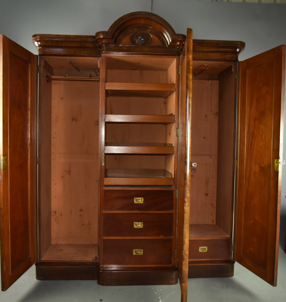 victorian burr walnut triple wardrobe compactom View II
