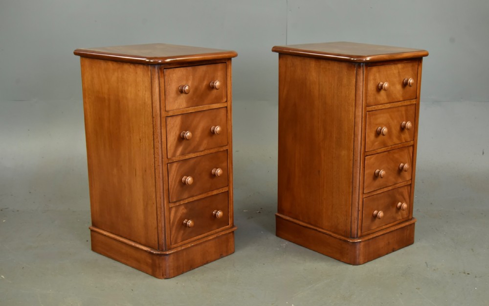Pair of Victorian mahogany bedside chests of drawers  View III