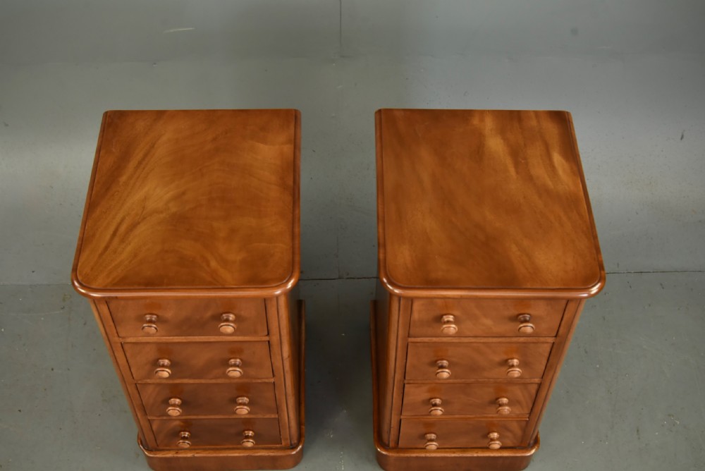 Pair of Victorian mahogany bedside chests of drawers  View IV